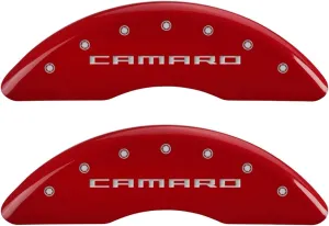 MGP Brake Caliper Covers for Chevrolet Camaro SS (2016-24') Fits 19"  Wheels (Will Not Fit ZL1 Model) – Powder Coated Red, Engraved Silver CAMARO   SS Logo, Aluminum Caliper Covers (Set of 4)