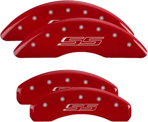 MGP Brake Caliper Covers for Chevrolet Camaro SS (2016-24') Fits 19"  Wheels (Will Not Fit ZL1 Model) – Powder Coated Red, Engraved Silver Chevy SS Logo, Aluminum Caliper Covers (Set of 4)