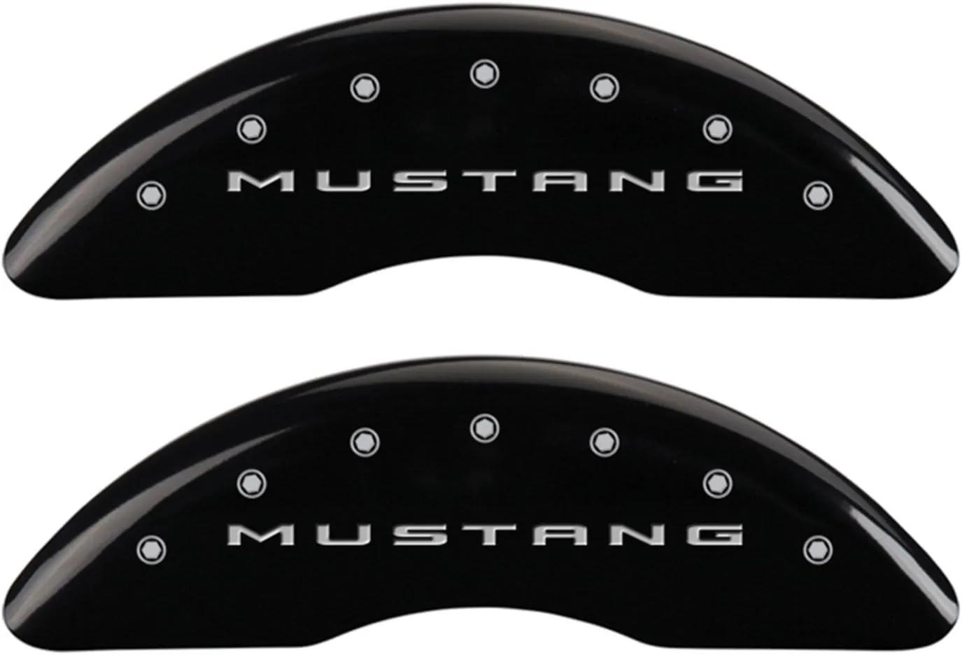 MGP Brake Caliper Covers for Ford Mustang GT, GT Premium 2015-2023 - Black Powder-Coated Finish, Engraved Silver Mustang/GT Logo, Front and Rear Caliper Covers (Set of 4)