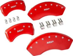 MGP Brake Caliper Covers for Nissan Maxima 2009-2020 with Red Finish Engraved Silver MGP Logo (Set of 4)