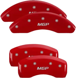 MGP Brake Caliper Covers for Toyota Camry 2018-2023 Toyota Avalon 2019-2021 (w/E-Parking Brake), Red Finish Engraved Silver MGP Logo (Set of 4)