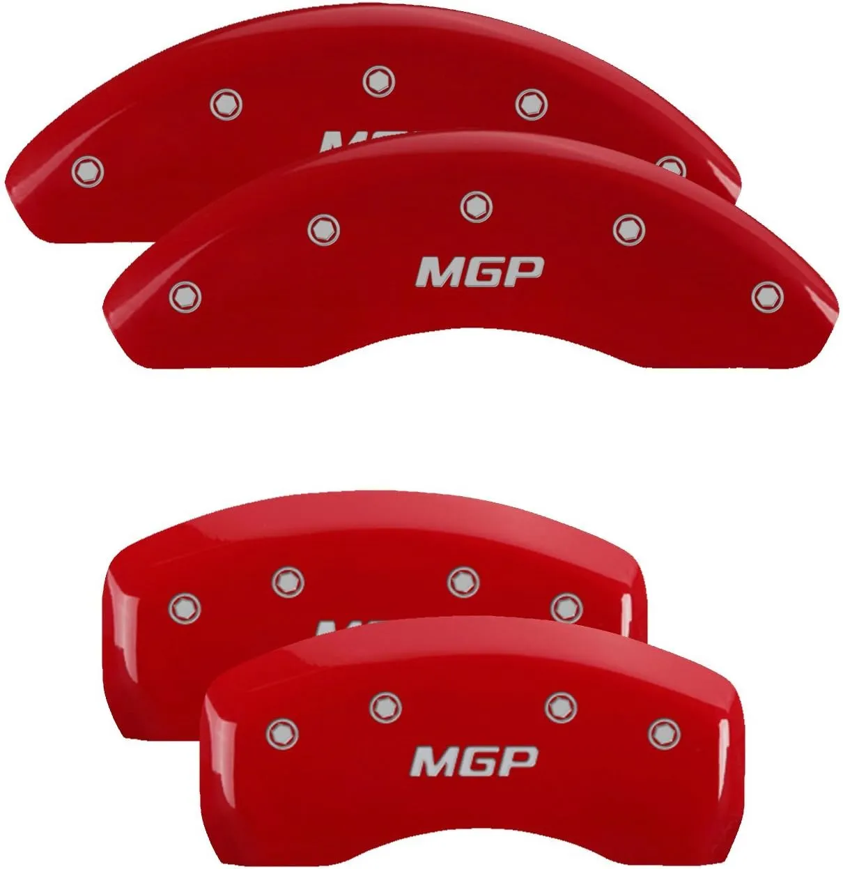 MGP Brake Caliper Covers for Toyota Camry 2018-2023 Toyota Avalon 2019-2021 (w/E-Parking Brake), Red Finish Engraved Silver MGP Logo (Set of 4)