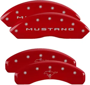 MGP Caliper Covers 10204SMB2RD Red Powder Coat Finish '2015/Mustang-EngravedRear' Engraved Caliper Cover with Silver Characters, (Set of 4)