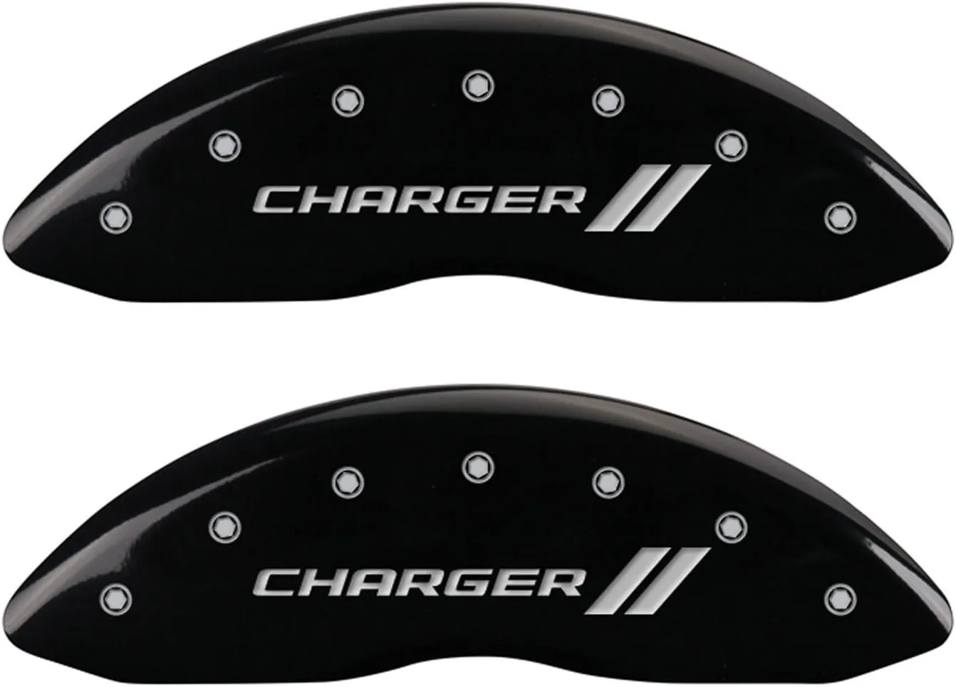 MGP Caliper Covers 12088SCH1BK Charger ll Engraved Caliper Cover with Black Powder Coat Finish and Silver Characters, (Set of 4)