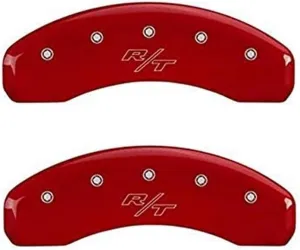 MGP Caliper Covers 12197SRTRRD Red Powder Coat Finish Front and Rear Caliper Cover, Set of 4 (Vintage Style/RT Silver Characters, Engraved)