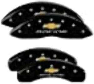 MGP Caliper Covers 14253SBRCBK Chevy Racing Black Powder Coat Finish, Silver Characters, Set of 4