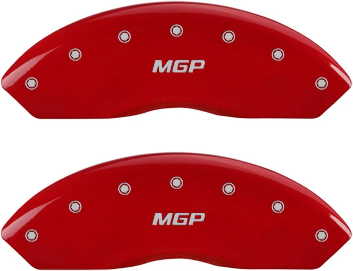 MGP Caliper Covers 19003SMGPRD 'MGP' Engraved Caliper Cover with Red Powder Coat Finish and Silver Characters, (Set of 4)