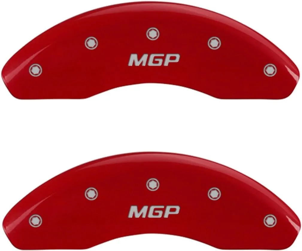 MGP Caliper Covers 20204SMGPRD 'MGP' Engraved Caliper Cover with Red Powder Coat Finish and Silver Characters, (Set of 4)
