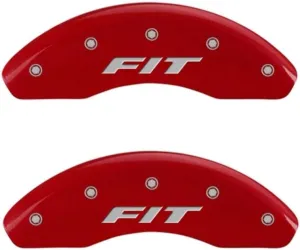 MGP Caliper Covers 20208FFITRD Red Powder Coat Finish "Honda/Fit " Engraved Caliper Cover with Silver Characters, Set of 2