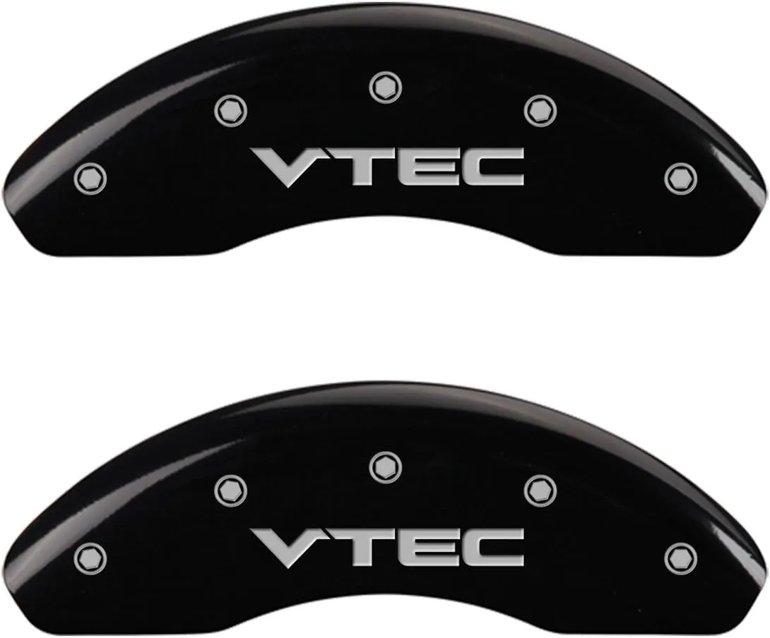MGP Caliper Covers 20218SVTCBK Caliper Cover (Black Powder Coat Finish, Engraved Front and Rear: Vtech, Silver Characters, Set of 4)