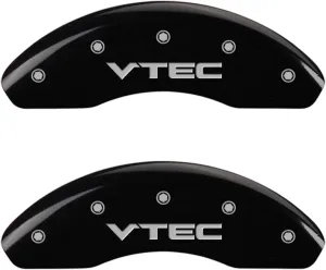 MGP Caliper Covers 20218SVTCBK Caliper Cover (Black Powder Coat Finish, Engraved Front and Rear: Vtech, Silver Characters, Set of 4)