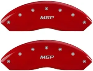 MGP Caliper Covers 22015SMGPRD 'MGP' Engraved Caliper Cover with Red Powder Coat Finish and Silver Characters, (Set of 4)