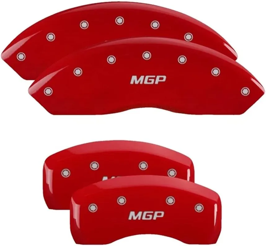 MGP Caliper Covers 31002SMGPRD 'MGP' Engraved Caliper Cover with Red Powder Coat Finish and Silver Characters, (Set of 4)