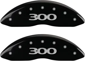 MGP Caliper Covers (32020S300BK) '300' Engraved Front and Rear Caliper Cover with Black Powder Coat Finish and Silver Characters, (Set of 4)