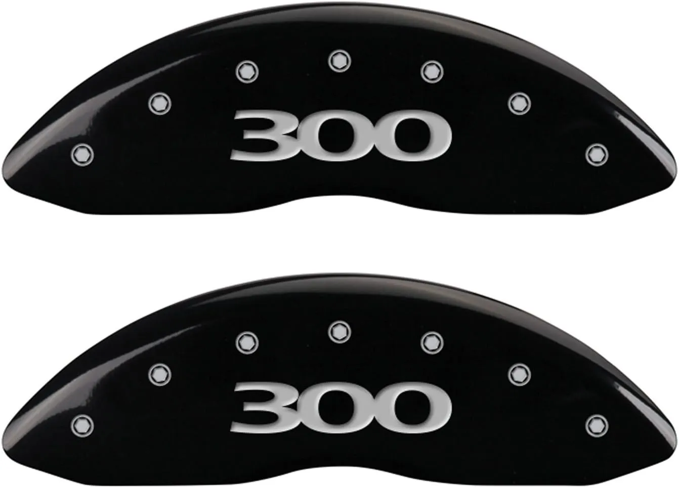 MGP Caliper Covers (32020S300BK) '300' Engraved Front and Rear Caliper Cover with Black Powder Coat Finish and Silver Characters, (Set of 4)
