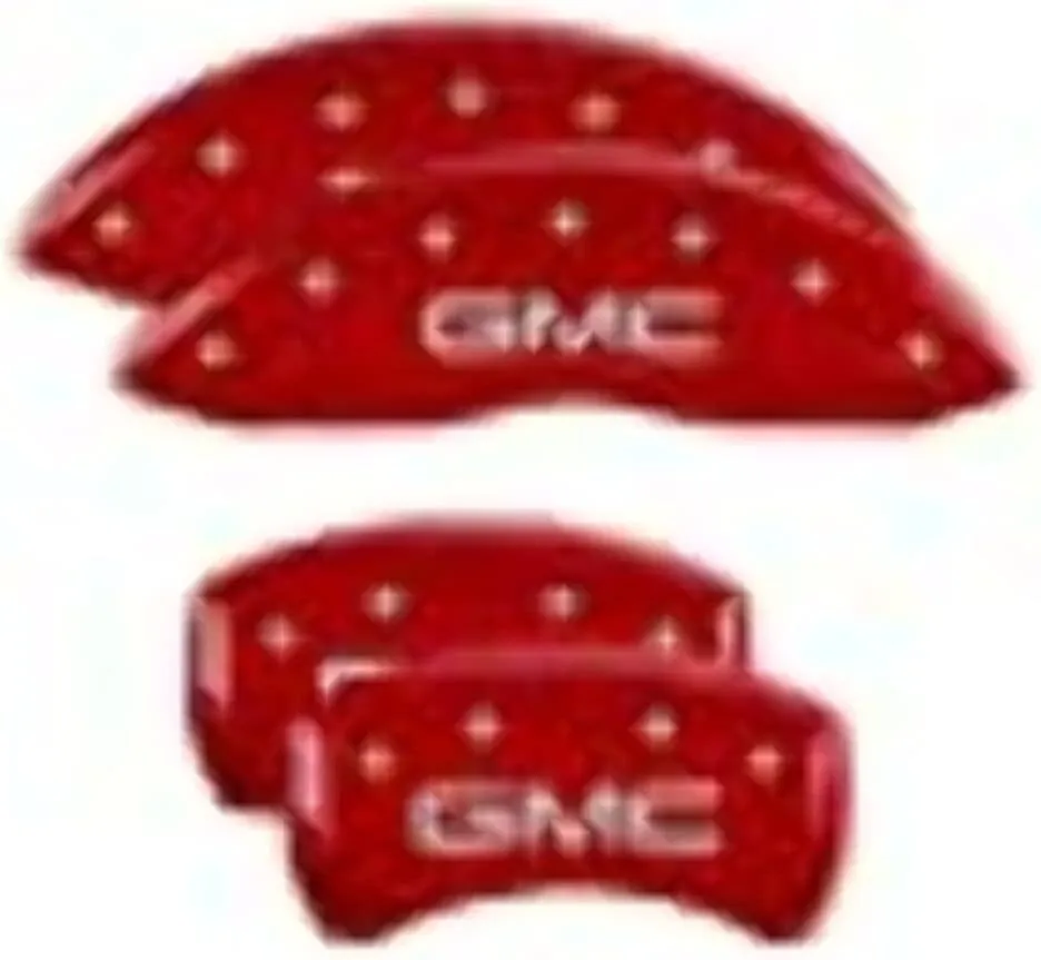 MGP Caliper Covers 34218SGMCRD GMC Red Powder Coat Finish, Silver Characters, Set of 4