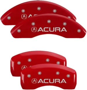 MGP Caliper Covers 39006SACURD Red Powder Coat Finish "Acura/Acura" Engraved Caliper Cover with Silver Characters, Set of 4