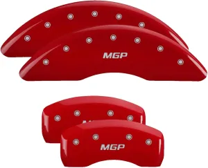 MGP Caliper Covers 41003SMGPRD 'MGP' Engraved Caliper Cover with Red Powder Coat Finish and Silver Characters, (Set of 4)