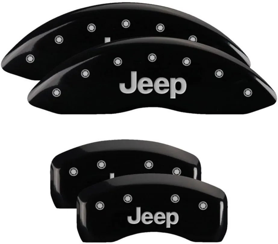 MGP Caliper Covers 42021SJEPBK JEEP Black Powder Coat Finish, Silver Characters, Set of 4