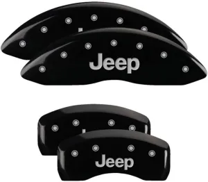 MGP Caliper Covers 42021SJEPBK JEEP Black Powder Coat Finish, Silver Characters, Set of 4