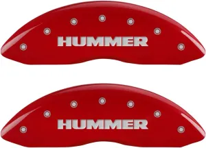 MGP Caliper Covers 52002SHUMRD 'HUMMER' Engraved Caliper Cover with Red Powder Coat Finish and Silver Characters, (Set of 4)