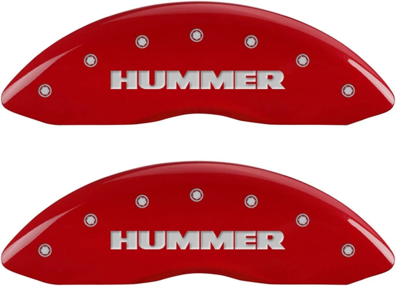 MGP Caliper Covers 52002SHUMRD 'HUMMER' Engraved Caliper Cover with Red Powder Coat Finish and Silver Characters, (Set of 4)