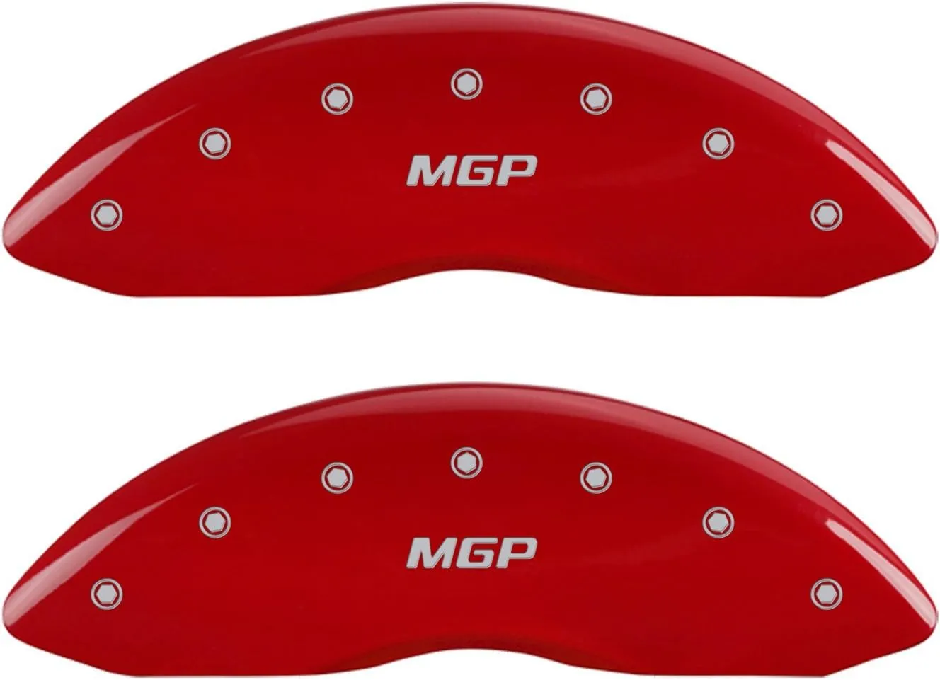 MGP Caliper Covers for Mercedes-Benz 2010-2017, Red Powder Coat Finish Engraved Silver MGP Logo, Front and Rear Caliper Cover (Set of 4)