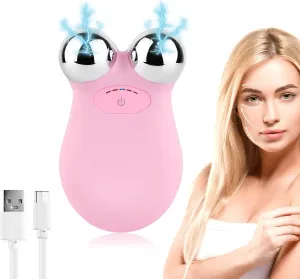 Microcurrent Face Device, USB Microcurrent Facial Shaping Tool for Facial Wrinkle Removal and Anti-Aging，Mini Microcurrent Face Lift Device for Face Lifting and Facial Sculpting (Pink)