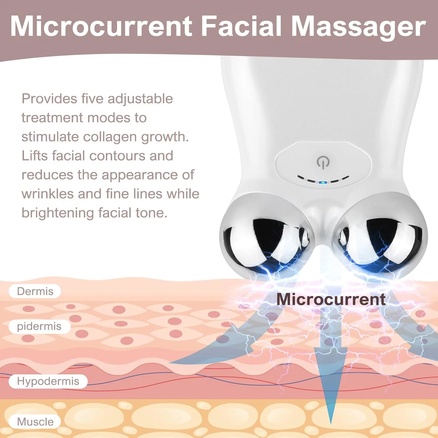 Microcurrent Face Device, USB Microcurrent Facial Shaping Tool for Facial Wrinkle Removal and Anti-Aging，Mini Microcurrent Face Lift Device for Face Lifting and Facial Sculpting (White)