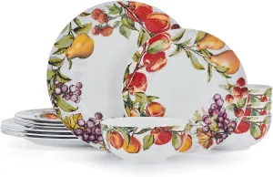 Mikasa Orchard Bone China Lightweight Chip Resistant 12 Piece Dinnerware Set, Service for 4