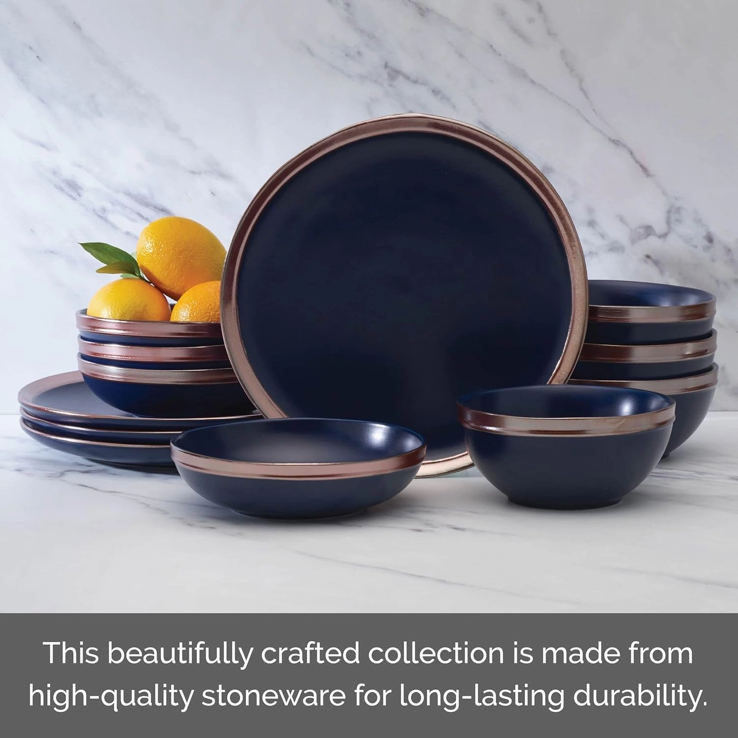 Mikasa Miller 12 Piece Dinnerware Set, Service for 4, Blue