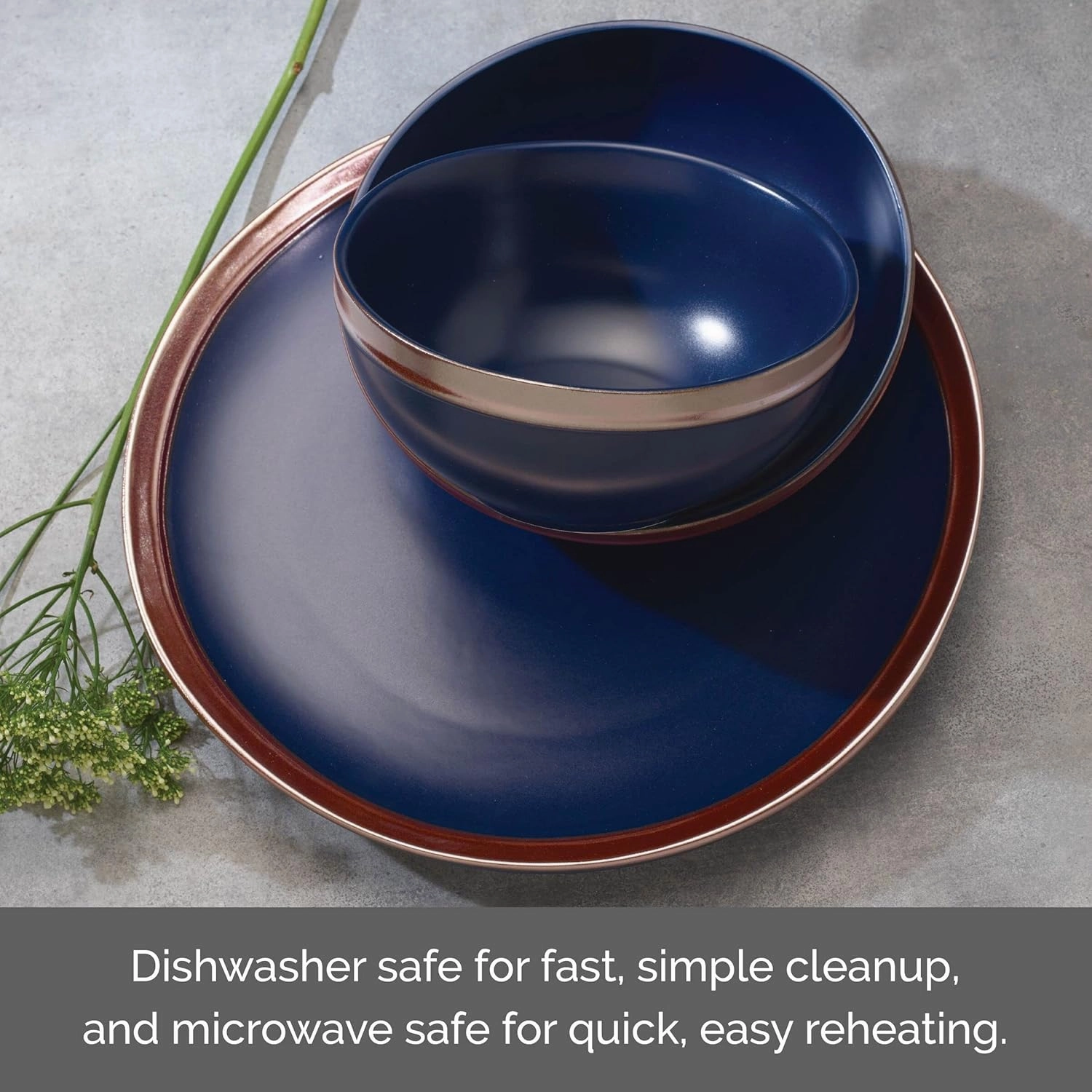 Mikasa Miller 12 Piece Dinnerware Set, Service for 4, Blue