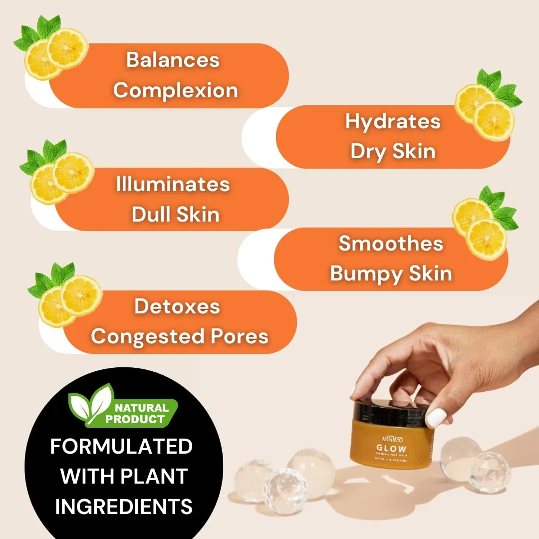 Minimo Glow (Unscented) Skin Brightening Face Scrub for Dark Spots 5 oz Applicator Blemish Treatment - Helps Improve Appearance of Uneven Skin tone & Scarring from Breakouts - No Mix, Ready to Apply