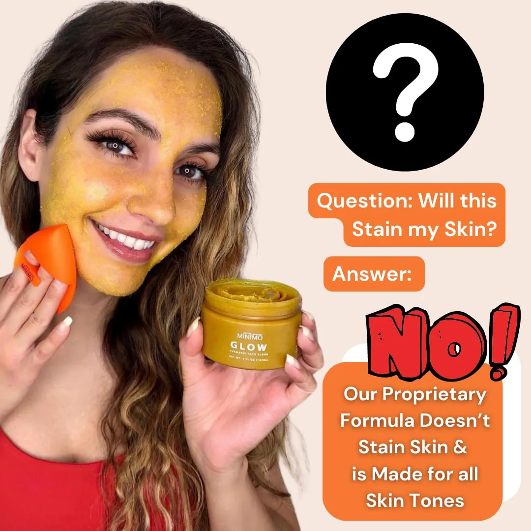 Minimo Glow (Unscented) Skin Brightening Face Scrub for Dark Spots 5 oz Applicator Blemish Treatment - Helps Improve Appearance of Uneven Skin tone & Scarring from Breakouts - No Mix, Ready to Apply