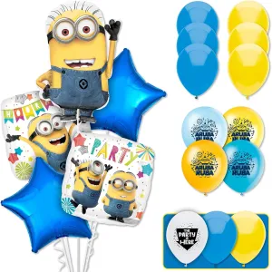 Minions Balloons Kit - It's a Party Design with 42" Blue Foil Number - Helium Quality Party Birthday Decoration Supplies (18pc Kit - No Number)