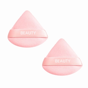 MINISO Peach Pink Series Ultra-Soft Triangle Makeup Puffs with Container (2 pcs)