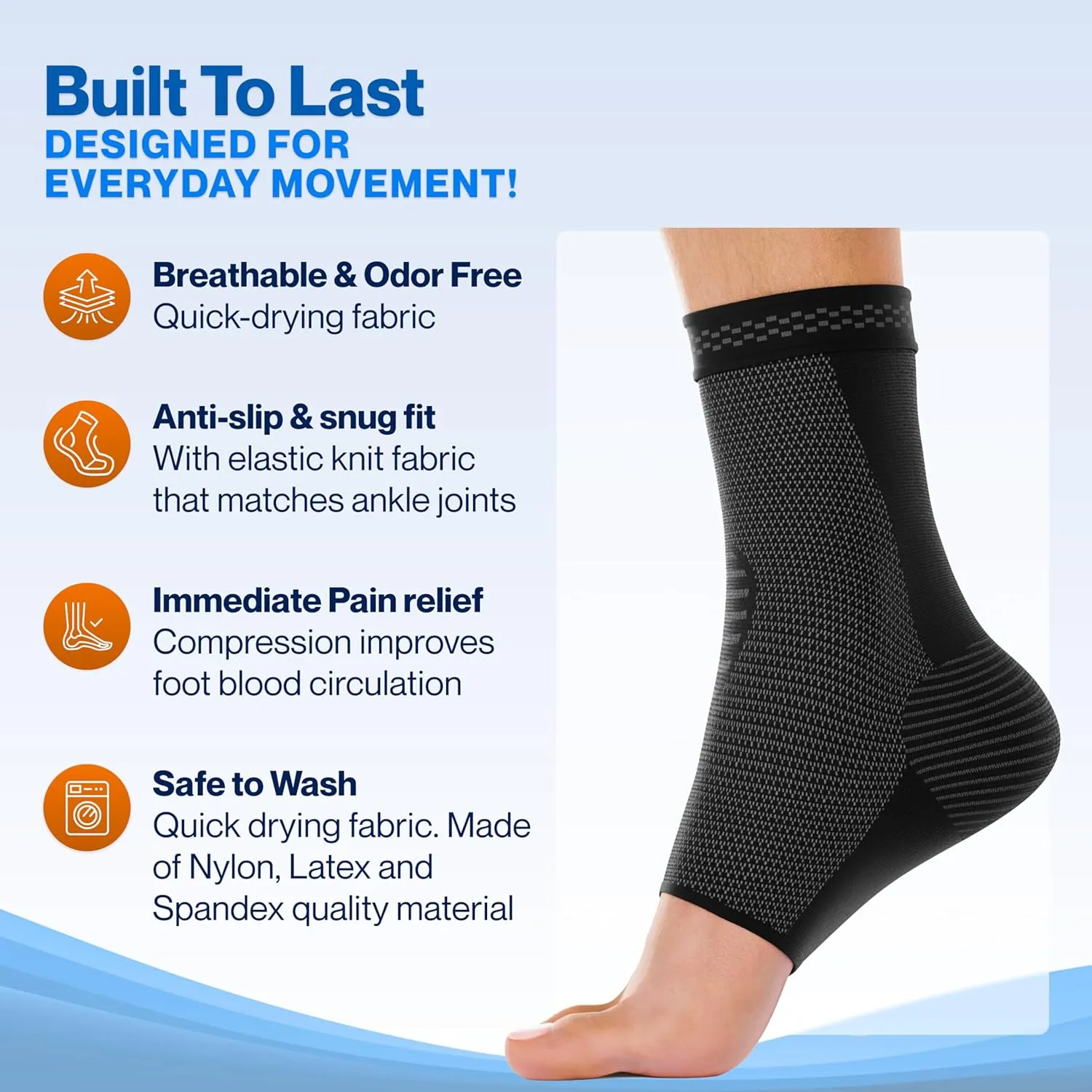 Modvel Foot & Ankle Brace Socks for Sprained Ankle Compression Sleeve - Ankle Support for Women & Men - Tendonitis & Arthritis Ankle Brace Sports Running, Torn Ligaments & Women Stabilizing Ankle Wrap