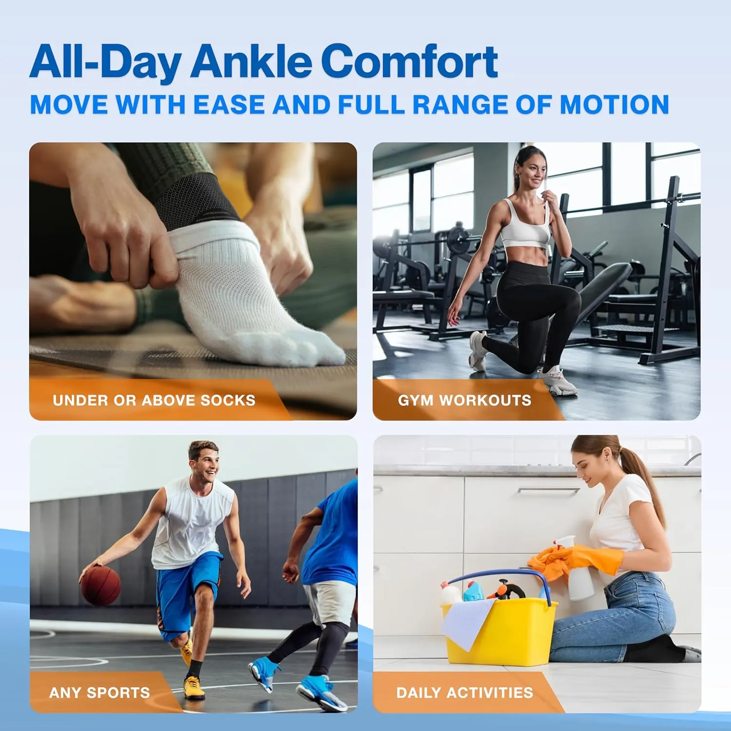 Modvel Foot & Ankle Brace Socks for Sprained Ankle Compression Sleeve - Ankle Support for Women & Men - Tendonitis & Arthritis Ankle Brace Sports Running, Torn Ligaments & Women Stabilizing Ankle Wrap
