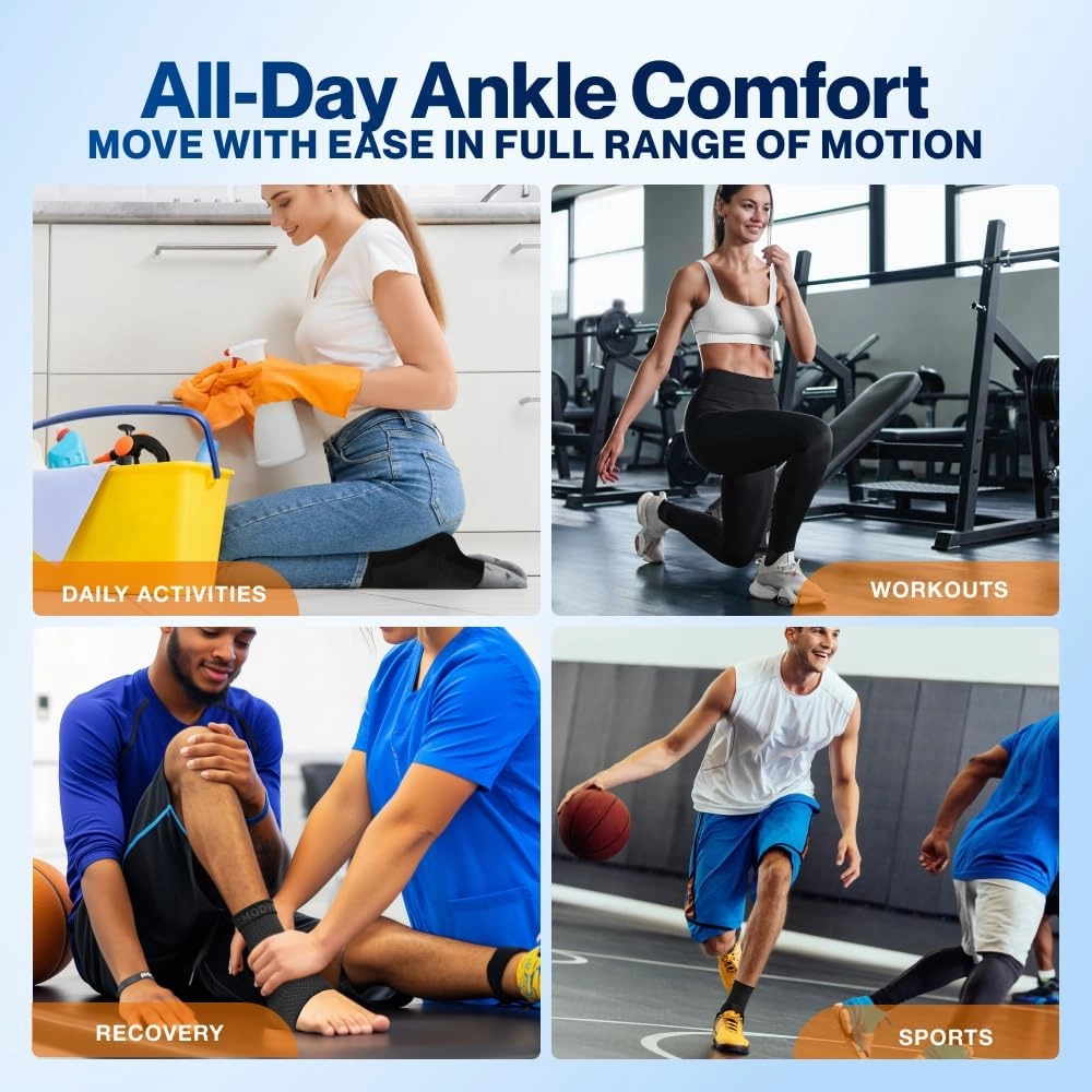Modvel Foot & Ankle Brace Socks for Sprained Ankle Compression Sleeve – Plantar Fasciitis Relief Brace, Foot Support for Women & Men – Tendonitis & Arthritis Foot Sleeve, Stabilizing Ankle Wrap