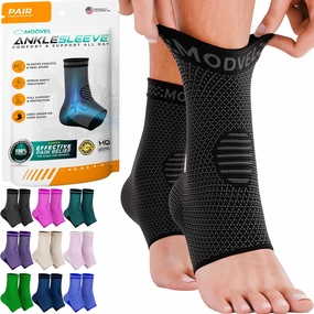 Modvel Foot & Ankle Brace Socks for Sprained Ankle Compression Sleeve – Plantar Fasciitis Relief Brace, Foot Support for Women & Men – Tendonitis & Arthritis Foot Sleeve, Stabilizing Ankle Wrap