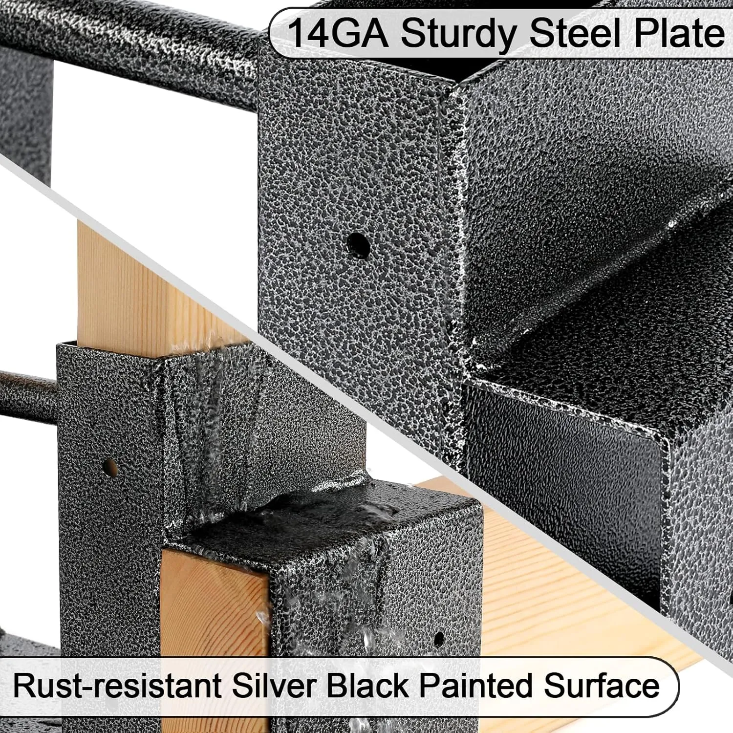 MOFEEZ Outdoor Firewood Log Storage Rack 2x4 Bracket Kit, Fireplace Wood Storage Holder, Adjustable to Any Length - Silver Black, Two Bases