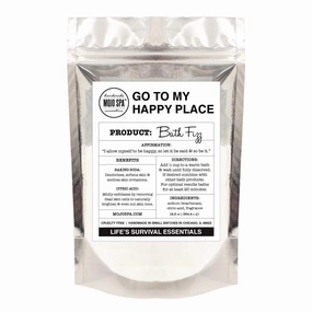 Mojo Spa Go To My Happy Place Bath Fizz | Citrus, Bamboo, Lily Scent | Fizzing Bath Powder | Life's Survival Essentials | 12.5 oz