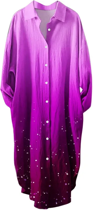 Moo Moos for Women Button Down Long Sleeve Cover up House Dress 2024 Fall Lounge Lightweight Mumus with Pockets