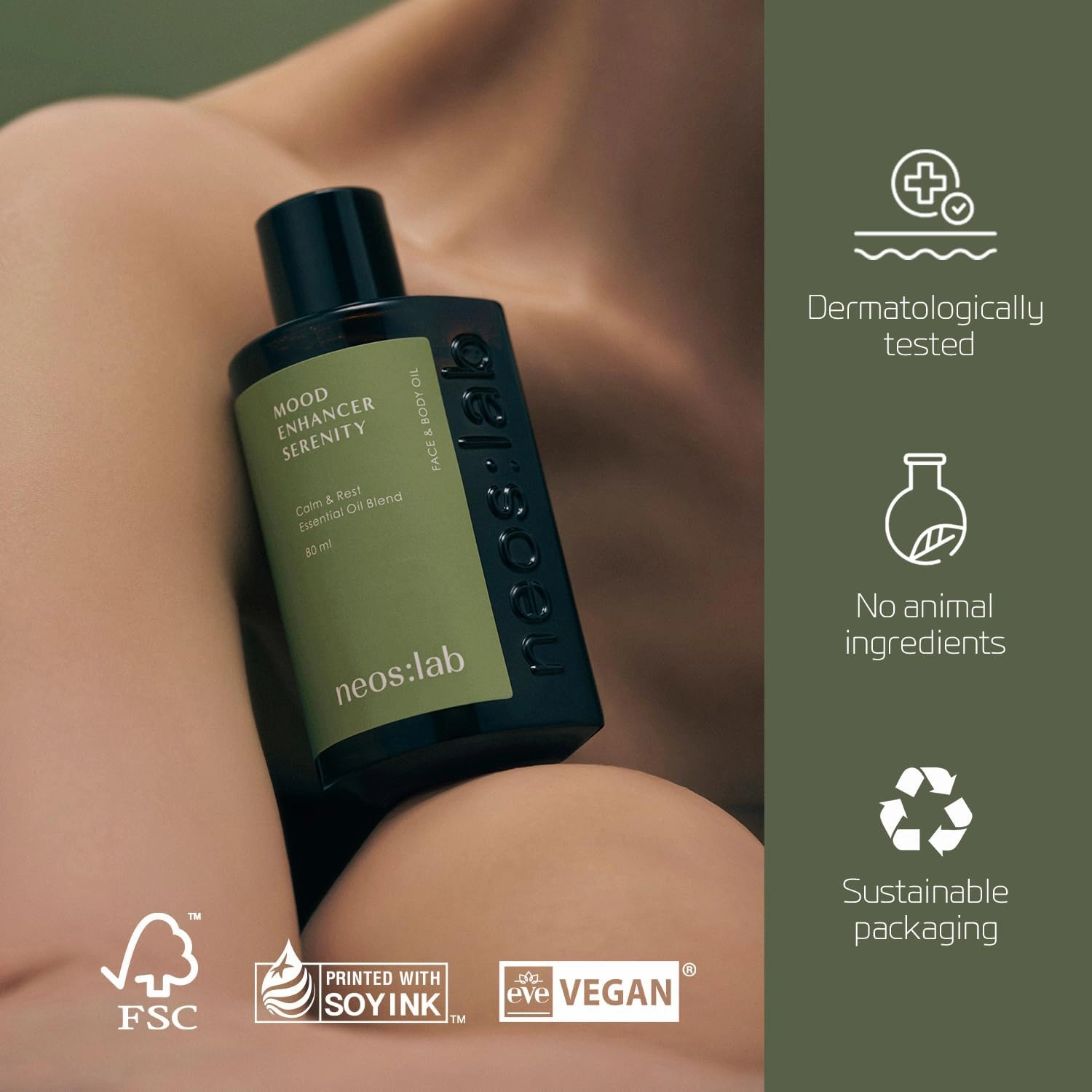 Mood Enhancer Serenity Face & Body Oil 2.7 fl.oz. (80ml) - Vegan Aromatherapy, Basil & Hinoki Scent, Hinoki Oil, Hydrating Facial, Body Oil for Nourishing, Glowy Skin, Gua Sha Oil