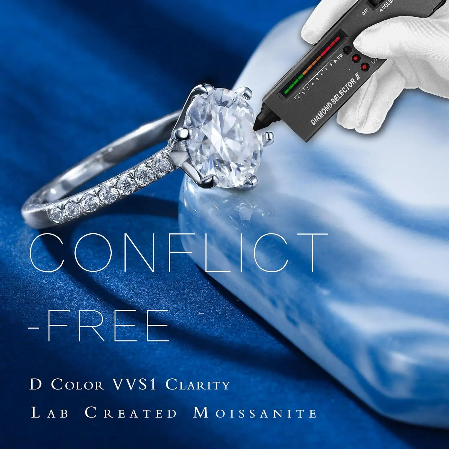 MOOSEA 3CT Moissanite Engagement Rings for Women, Brilliant D Color VVS1 Clarity Lab Created Rings S925 Sterling Silver 14K White Gold Vermeil 6 Claw Moissanite Rings for Women Jewelry Gifts