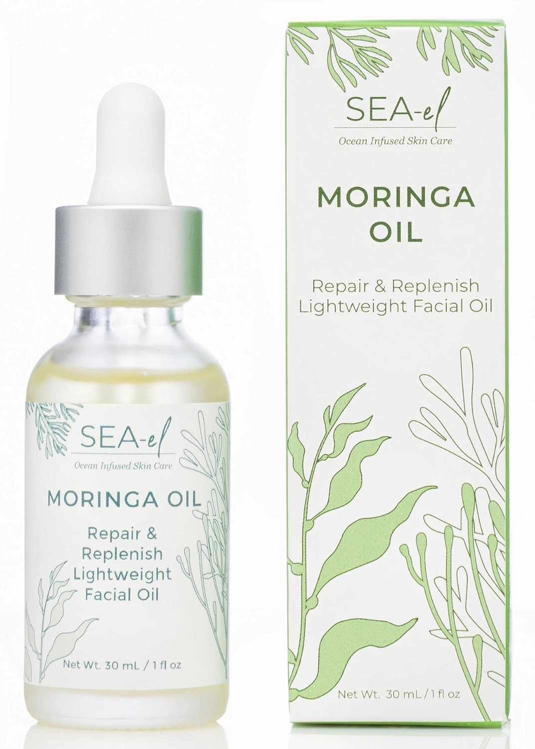 Moringa Seed Facial Oil Drops Super Moisturizing Antioxidant-Rich Glow with Sea Kelp & Vitamin E - Daily Face Primer & Replenishing Vegan Skincare for Women & Men - 1 Fl Oz