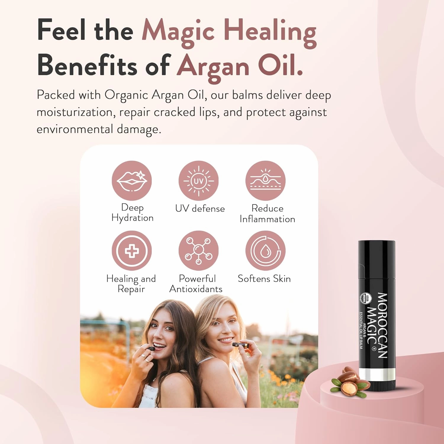 Moroccan Magic Organic Lip Balm Variety Pack Gift Set | Natural Argan and Essential Oils | Smooth | Non-Toxic Cruelty Free | 8 Pack