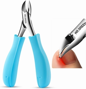 MR.GREEN Nail Clippers Toenail Cutters Anti-Splash Professional Ingrown Thick Hard Nail Scissors Pedicure Tools Manicure Sets (Blue Handle)
