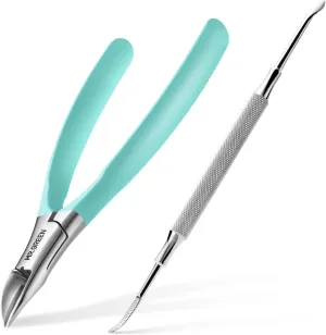 MR.GREEN Toenail Clippers Stainless Steel Ingrown Nail Cutter Thick and Hard Nails Pedicure Manicure Tools (Green Nail Remover)