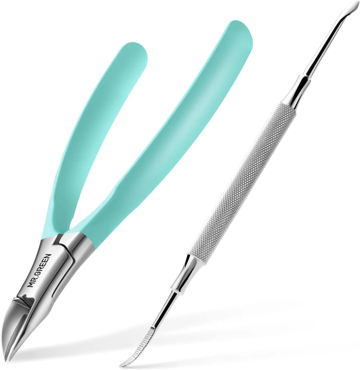 MR.GREEN Toenail Clippers Stainless Steel Ingrown Nail Cutter Thick and Hard Nails Pedicure Manicure Tools (Green Nail Remover)